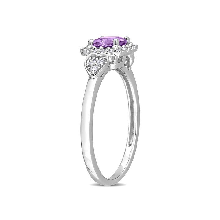 5/8 Carat (ctw) Amethyst Ring with 1/6 Carat (ctw) Diamonds in Sterling Silver Image 3