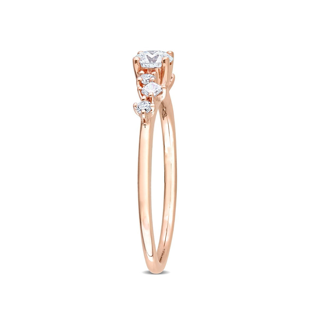 1/2 Carat (ctw G-H-I I1-I2) Diamond Ring in 14K Rose Pink Gold Image 4