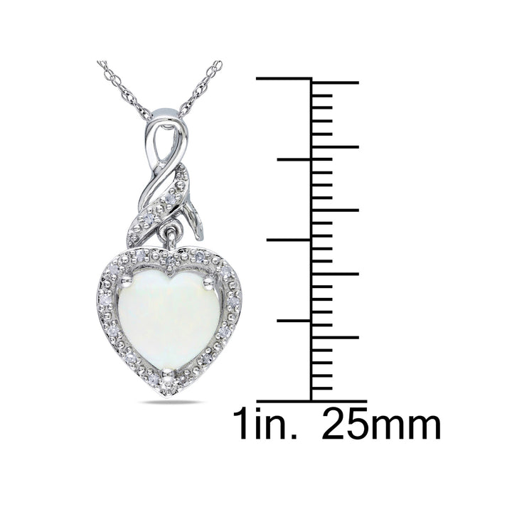 1.20 Carat (ctw) Natural Opal Twist Pendant Necklace in Sterling Silver with Chain Image 3