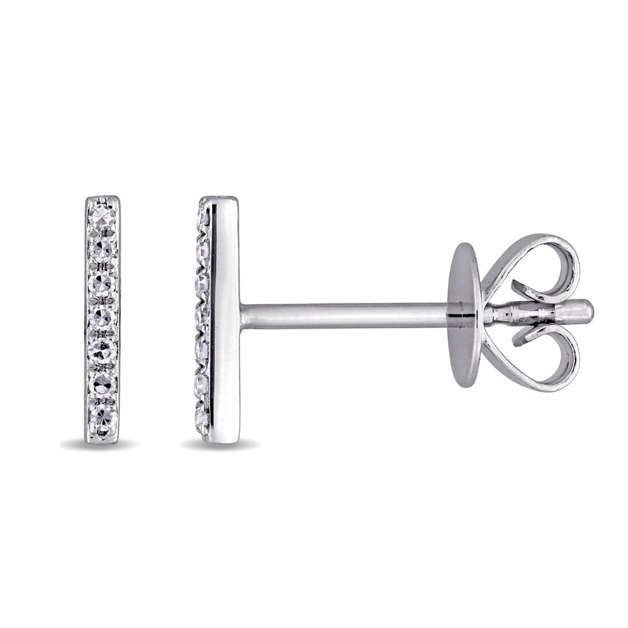 1/20 Carat (ctw H-I SI2-I1) Diamond Stick Earrings in 14K White Gold Image 1