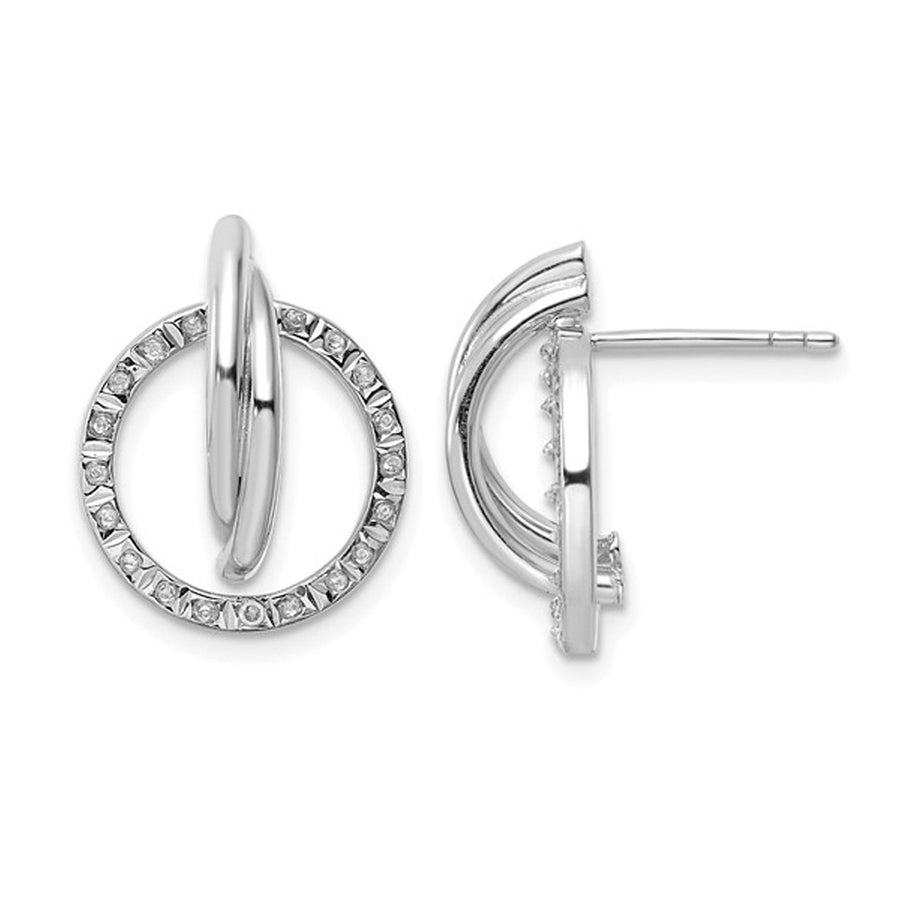 Accent Diamond Circle Earrings in Sterling Silver with Platinum Plating Image 1