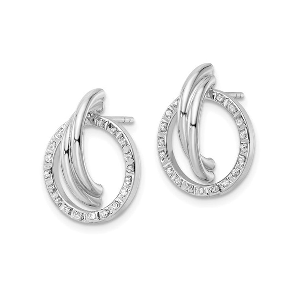 Accent Diamond Circle Earrings in Sterling Silver with Platinum Plating Image 2