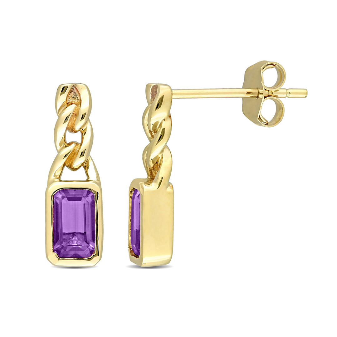 2/5 Carat (ctw) Amethyst Link Earrings in 10K Yellow Gold Image 1