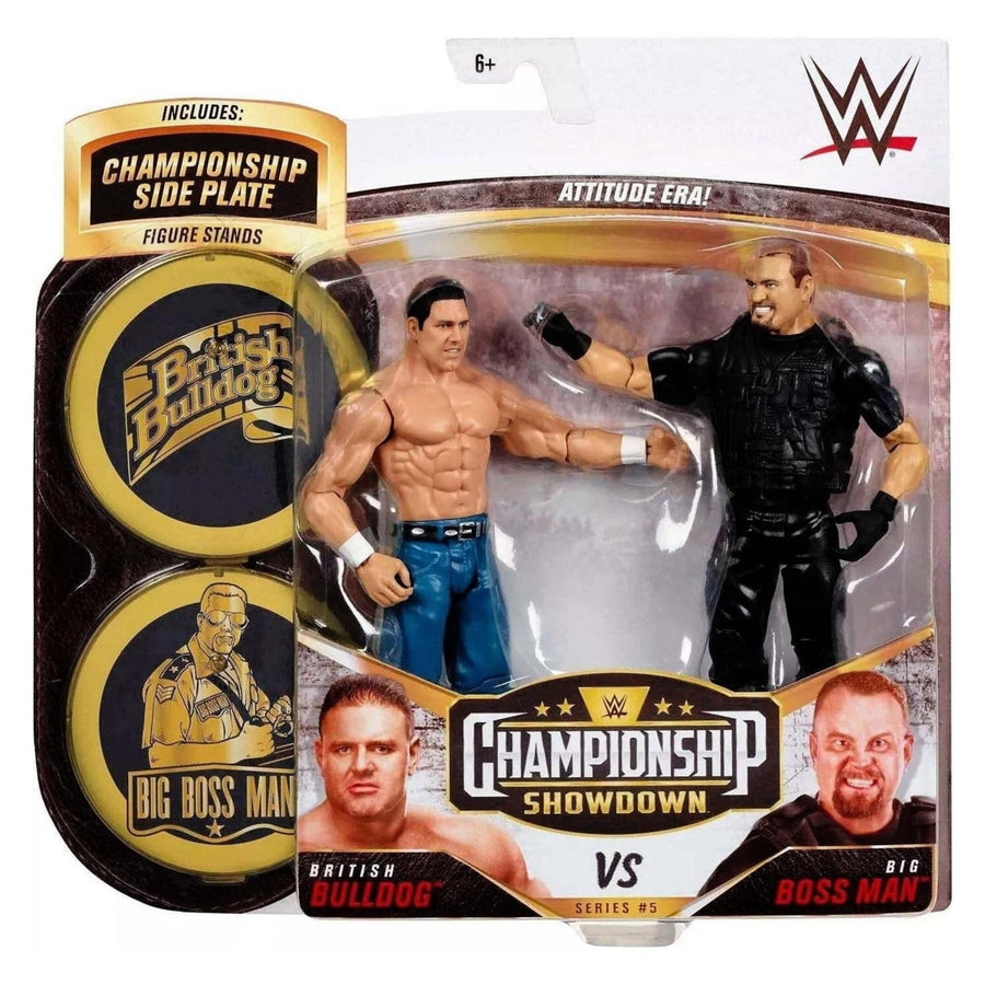 WWE British Bulldog vs Big Boss Man Championship Showdown Side Plate Figures Mattel Image 1