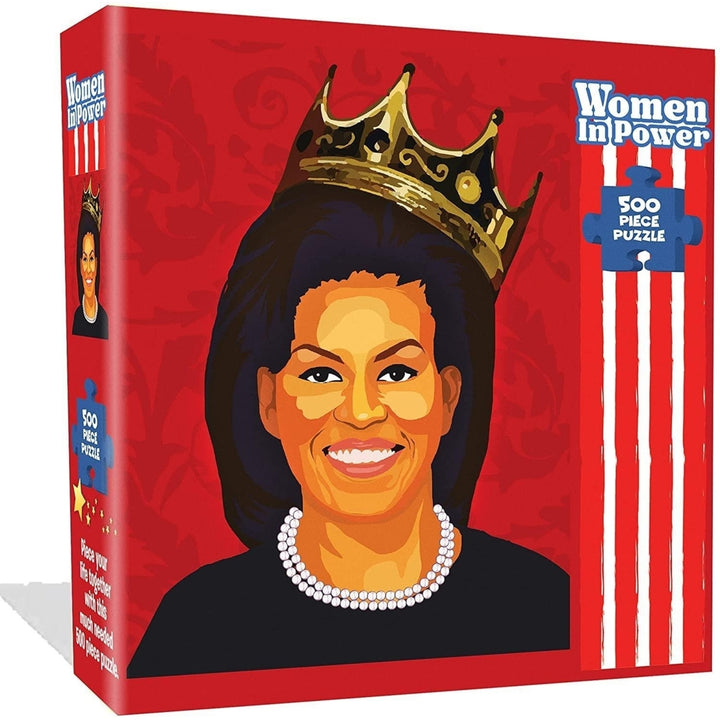 Michelle Obama Jigsaw Puzzle 500pcs Women in Power Illustration Design All Ages Mighty Mojo Image 1