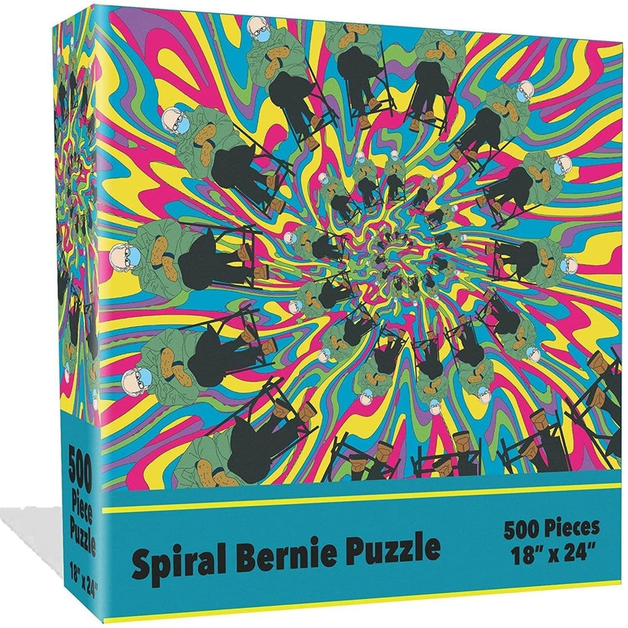 Spiral Psychedelic Bernie Sanders Jigsaw Puzzle 500pcs Meme Cartoon Mighty Mojo Image 1