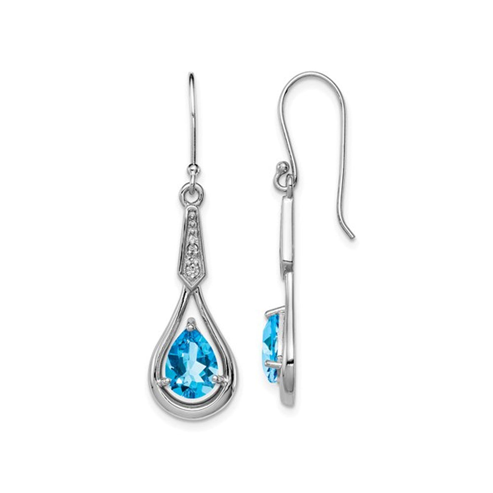 3.00 Carat (ctw) Blue Topaz Dangle Earrings in Sterling Silver Image 1