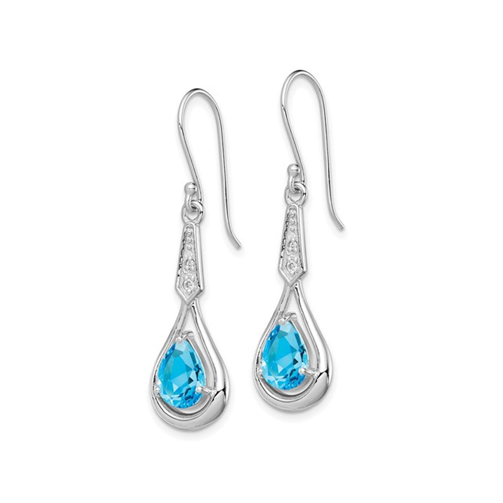 3.00 Carat (ctw) Blue Topaz Dangle Earrings in Sterling Silver Image 3