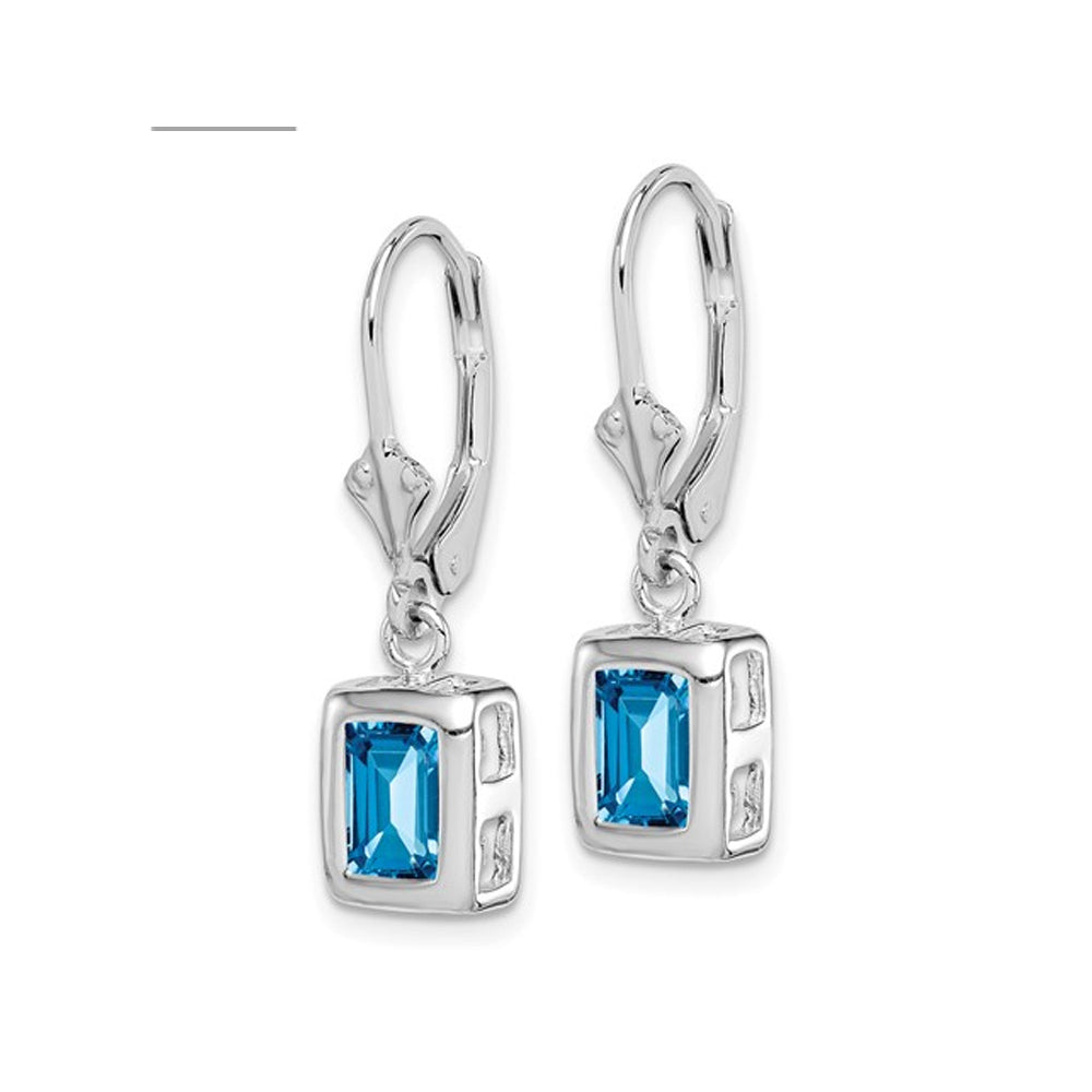 2.60 Carat (ctw) Swiss Blue Topaz Drop Earrings in Sterling Silver Image 2