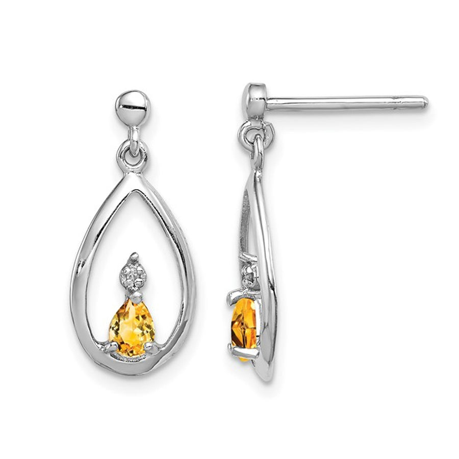 1/5 Carat (ctw) Yellow Citrine Dangle Earrings in Sterling Silver Image 1