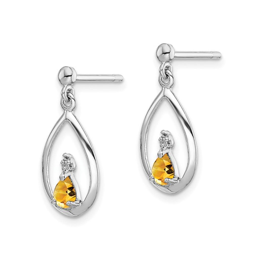 1/5 Carat (ctw) Yellow Citrine Dangle Earrings in Sterling Silver Image 2