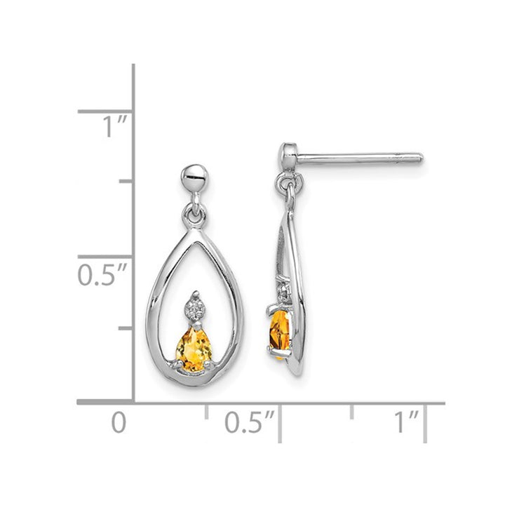 1/5 Carat (ctw) Yellow Citrine Dangle Earrings in Sterling Silver Image 4