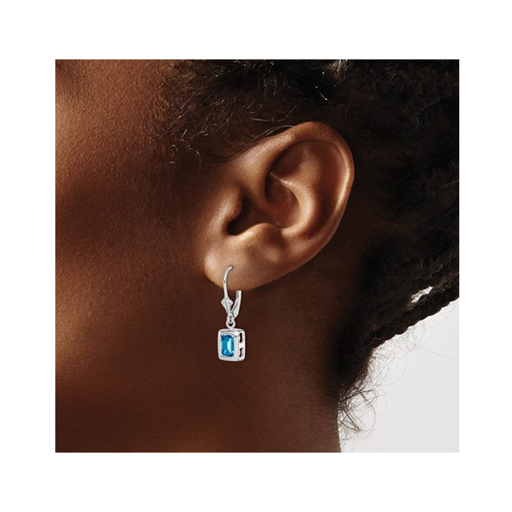 2.60 Carat (ctw) Swiss Blue Topaz Drop Earrings in Sterling Silver Image 3