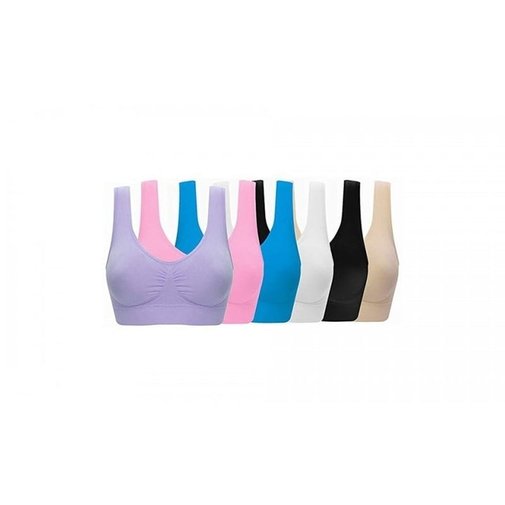 EI Contente 6 pack Comfort Bras Non Padded  - WhiteBlackNudePinkPurpleBlue - M Image 1