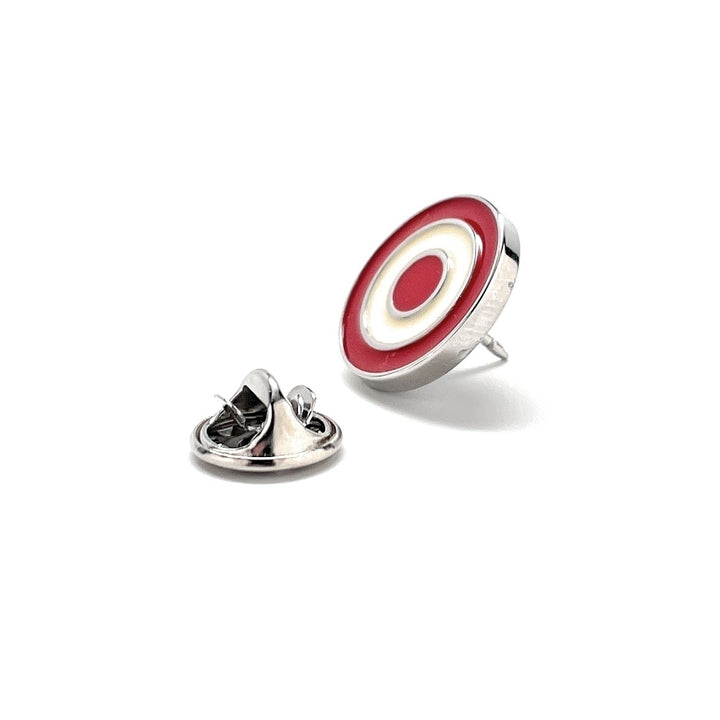 Target Lapel Pin Red and White Bullseye Enamel Pin Target Tie Tack 3D Design Silver Trim Target Image 2