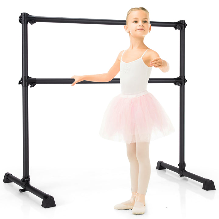 Goplus 4FT Portable Double Freestanding Ballet Barre Dancing Stretching Silver\Black Image 1