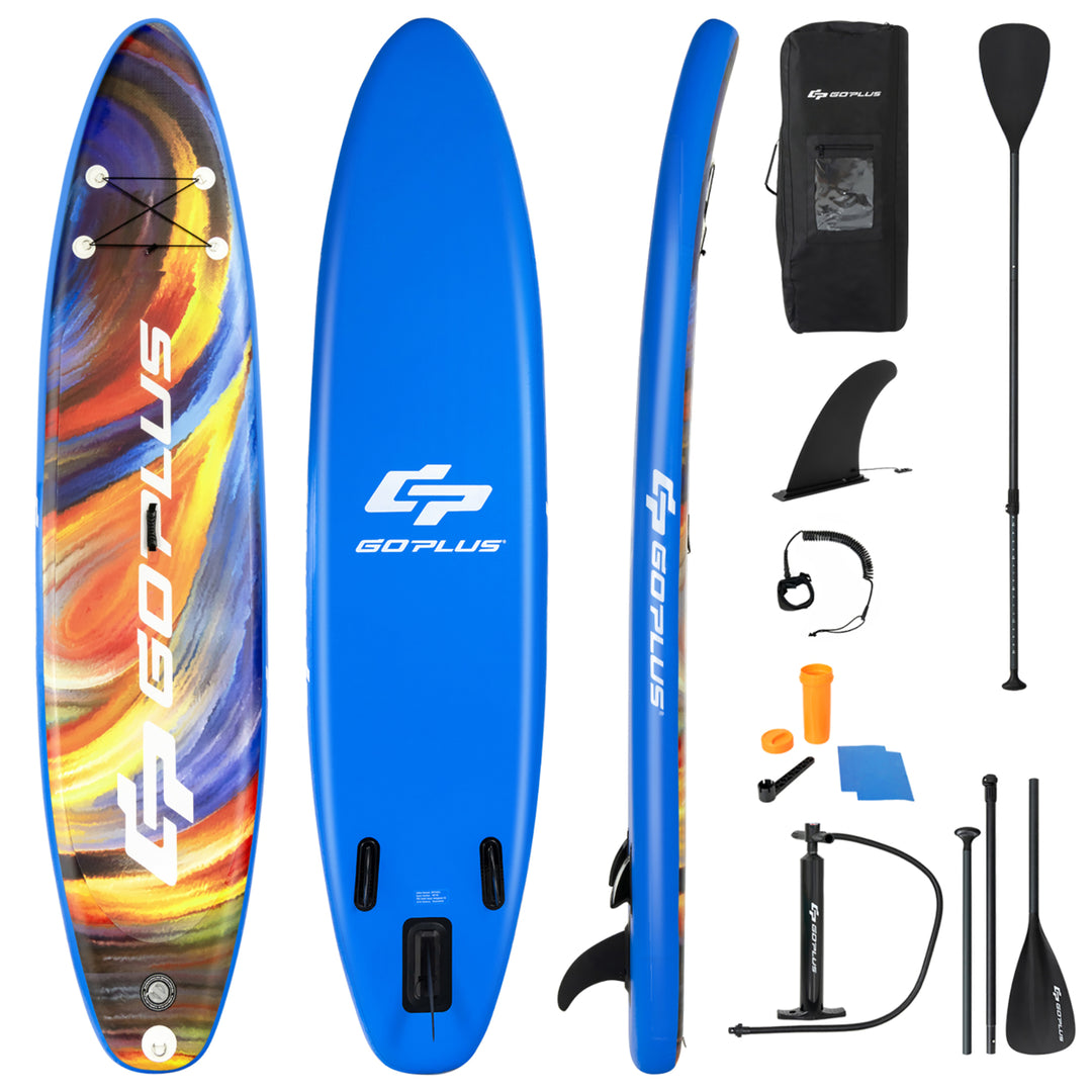 Goplus 105/11 Inflatable Stand Up Paddle Board SUP Surfboard with Aluminum Paddle Image 1