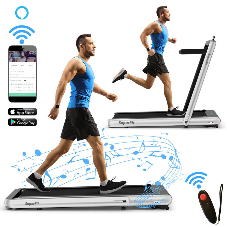 SuperFit 4.75HP 2 In 1 Folding Treadmill W/Remote APP Image 1