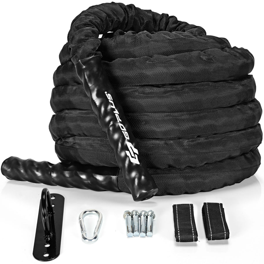 Goplus 30FT/40FT/50FT Battle Rope 1.5 Diameter Exercise Rope w/Anchor Strap Kit Image 1