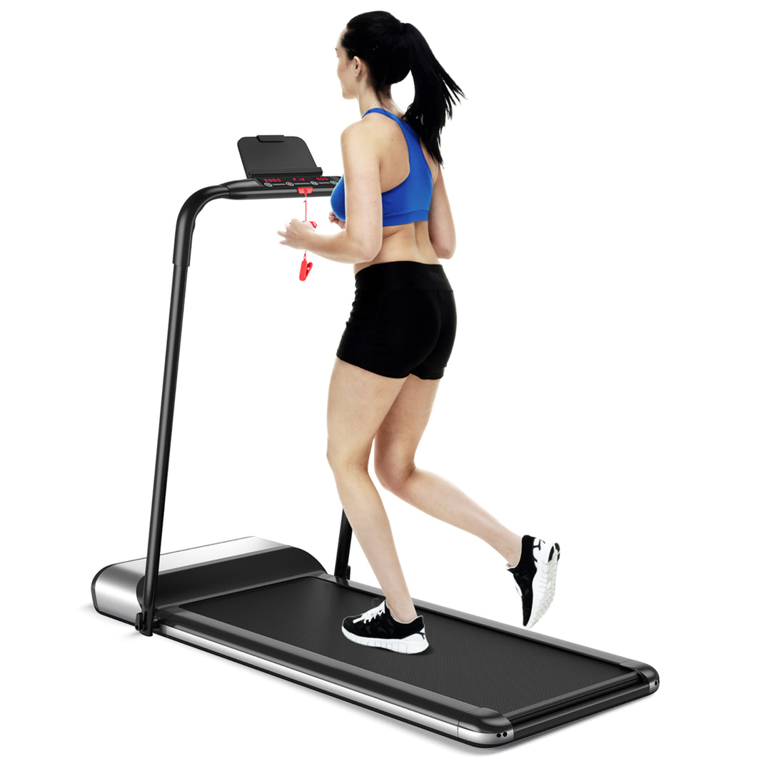 Installation-Free Ultra-Thin Folding Treadmill Exercise Fitness Machine w/5-Layer Image 1