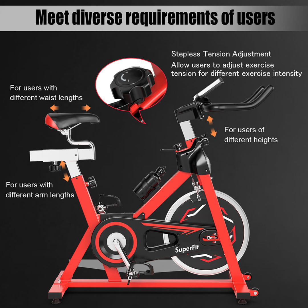 Stationary Indoor Fitness Cycling Bik w/ LCD Monitor Red Image 7