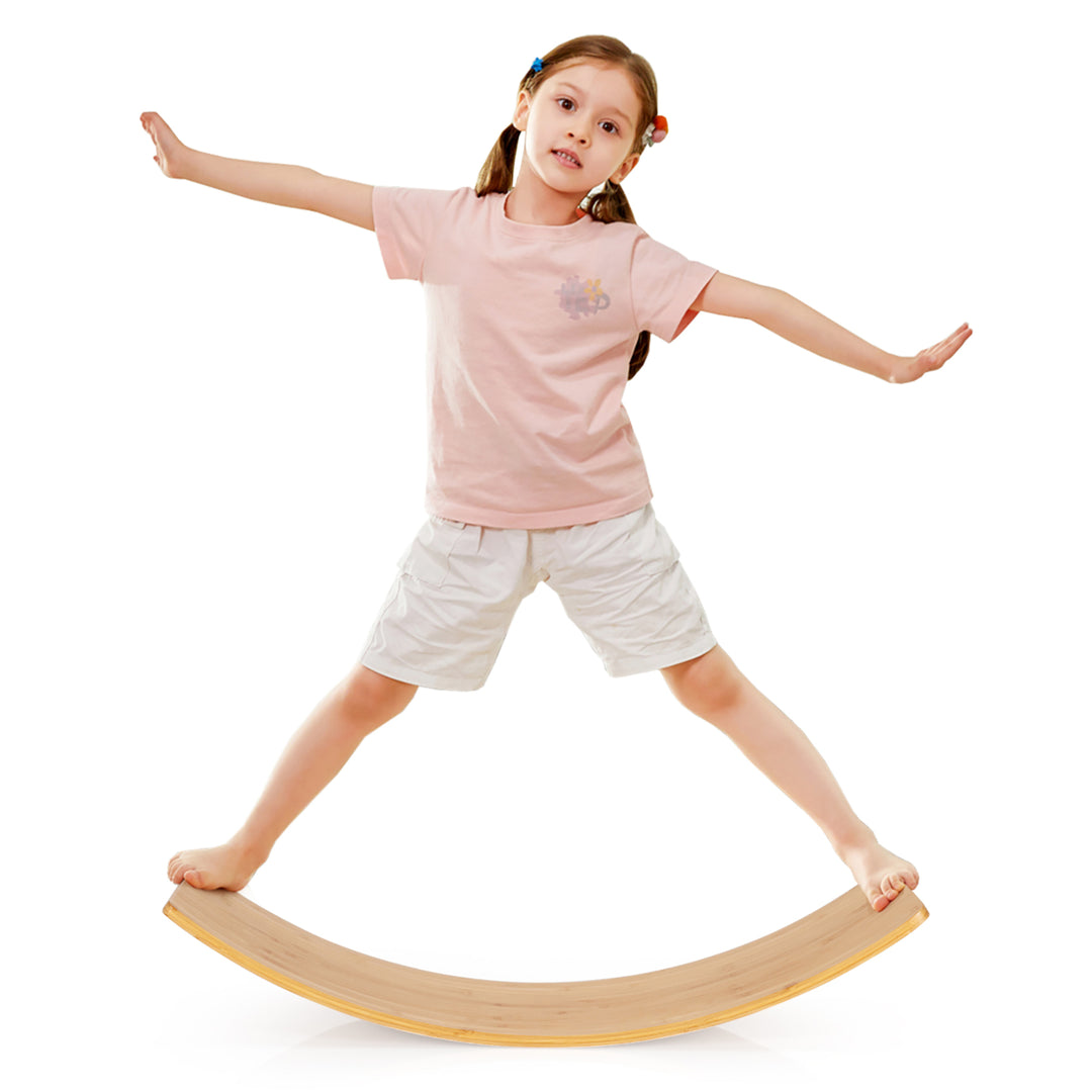 Babyjoy Wooden Wobble Balance Board 35.5" Rocker Yoga Curvy Board Toy Kids Adult Image 1
