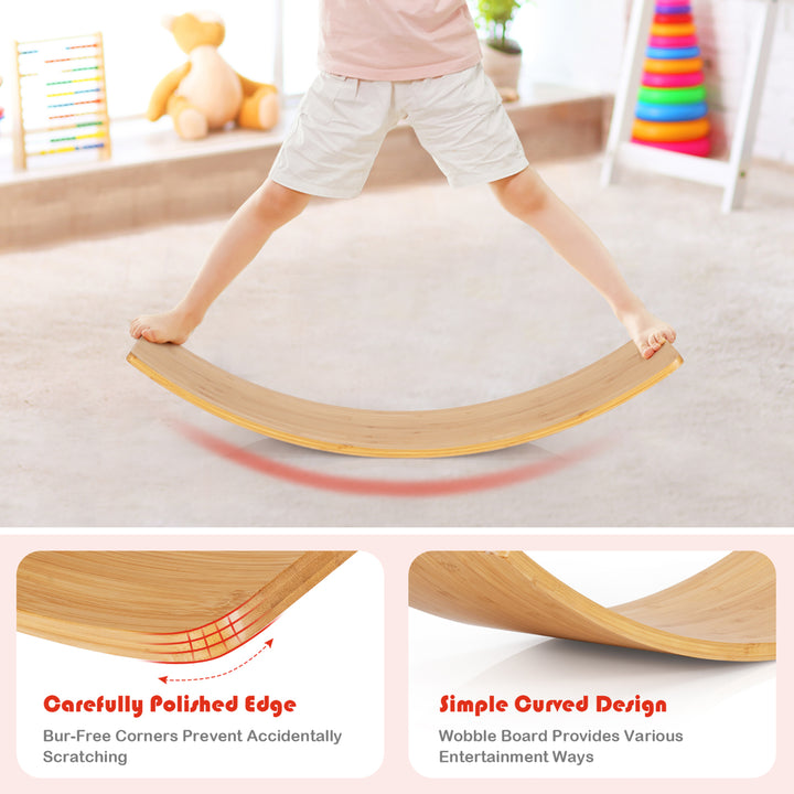 Babyjoy Wooden Wobble Balance Board 35.5" Rocker Yoga Curvy Board Toy Kids Adult Image 4