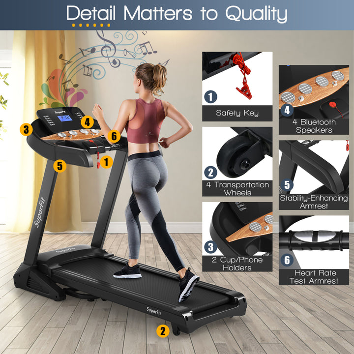 Superfit 3.75HP Electric Folding Treadmill W/Auto Incline 12 Program APP Control Image 4