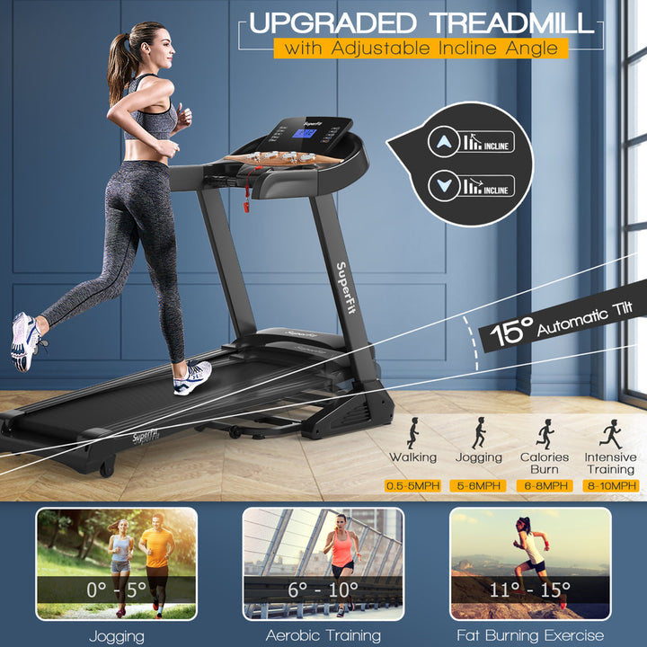 Superfit 3.75HP Electric Folding Treadmill W/Auto Incline 12 Program APP Control Image 4