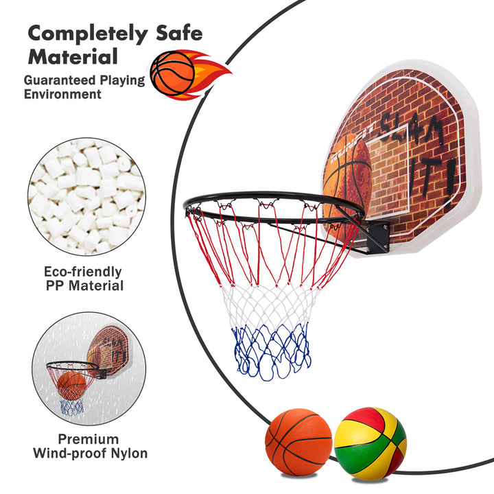 Wall Mounted Fan Backboard With 2 nets Basketball Hoop and Rim Outdoor Indoor Sports Image 10