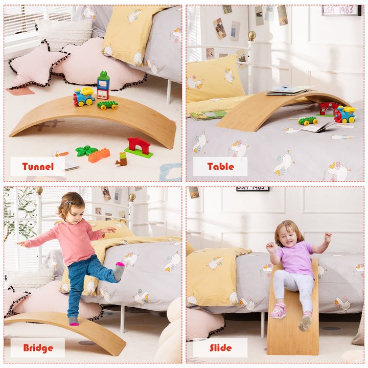 Babyjoy Wooden Wobble Balance Board 35.5" Rocker Yoga Curvy Board Toy Kids Adult Image 9