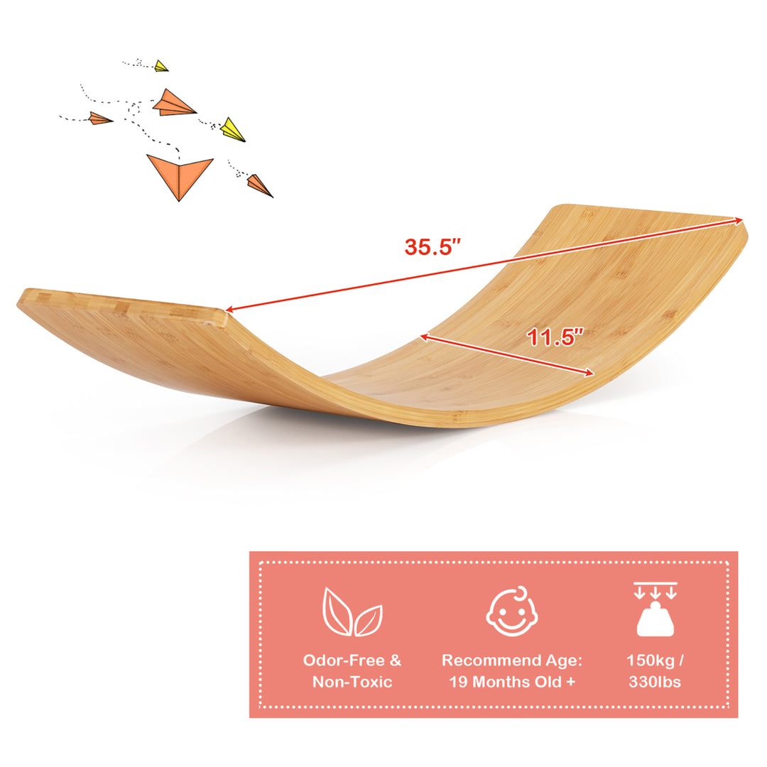 Babyjoy Wooden Wobble Balance Board 35.5" Rocker Yoga Curvy Board Toy Kids Adult Image 10