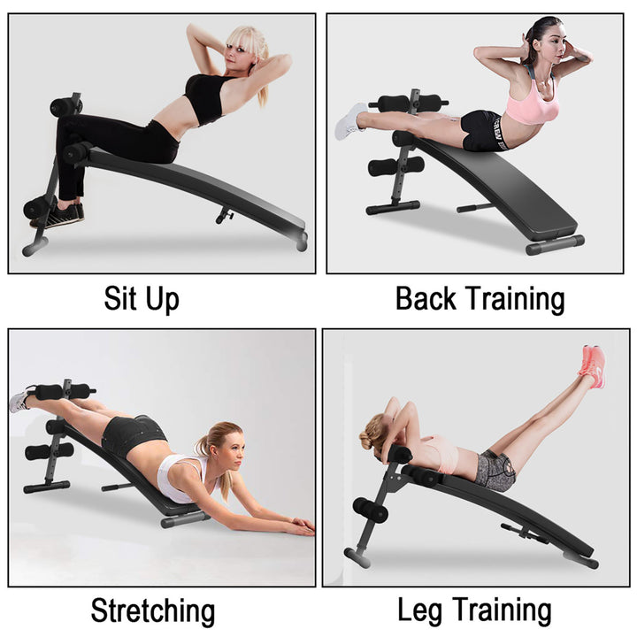 Adjustable Arc-Shaped Decline Sit up Slant Bench Crunch Board Fitness Workout Image 4