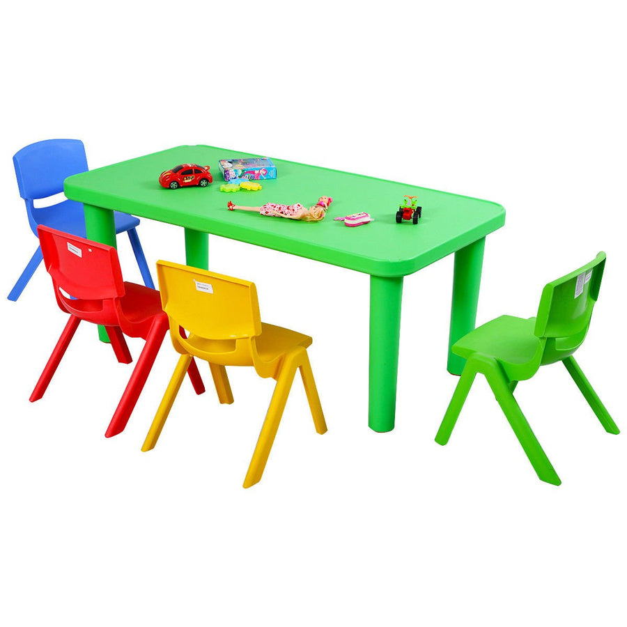 Kids Plastic Table and 4 Chairs Set Colorful Play School Home Fun Furniture Image 1