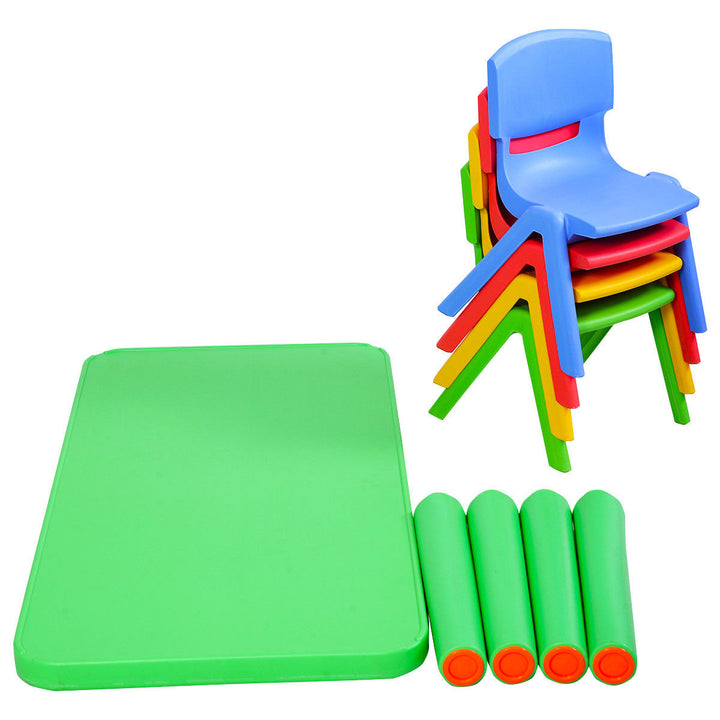 Kids Plastic Table and 4 Chairs Set Colorful Play School Home Fun Furniture Image 7