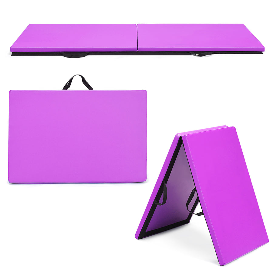 6x2 x 1.6"Gymnastics Yoga Mat Thick Two Folding Panel Purple Portable Image 1