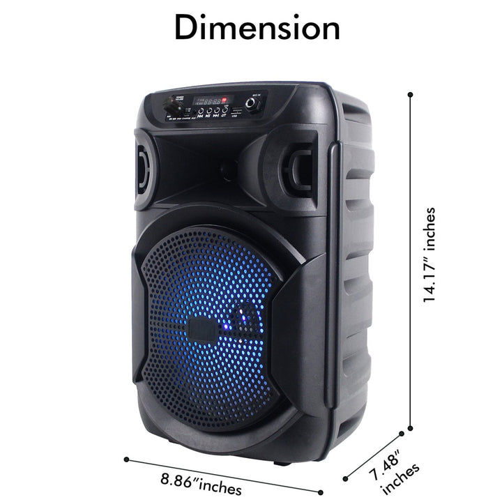 Technical Pro 8" Portable 800 W Bluetooth Speaker w/ Woofer and Tweeter and UHF Wireless Handheld Microphone w/ USB Image 6