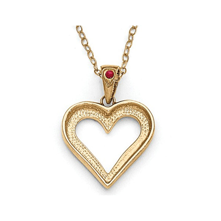 Natural Accent Ruby and Accent Diamond Heart Pendant Necklace in Sterling Silver with Chain Image 3