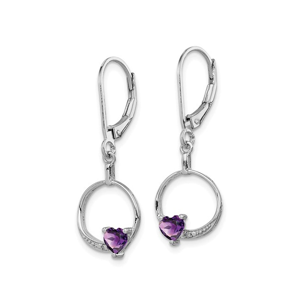 2/5 Carat (ctw) Amethyst Drop Heart Earrings in Sterling Silver Image 3