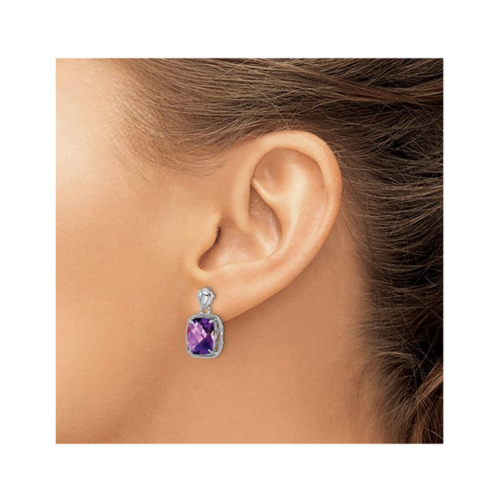 5.00 Carat (ctw) Natural Amethyst Dangle Earrings in Sterling Silver Image 3