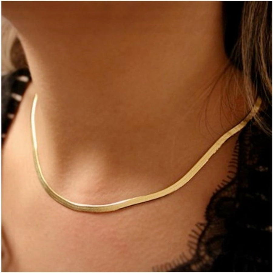 14K Gold Filled Herringbone Necklace Layering Necklace Filled High Polish Finsh Snake Chain Gold Filled STAINLESS STEEL, Image 1