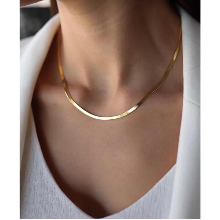 14K Gold Filled Herringbone Necklace Layering Necklace Filled High Polish Finsh Snake Chain Gold Filled STAINLESS STEEL, Image 4