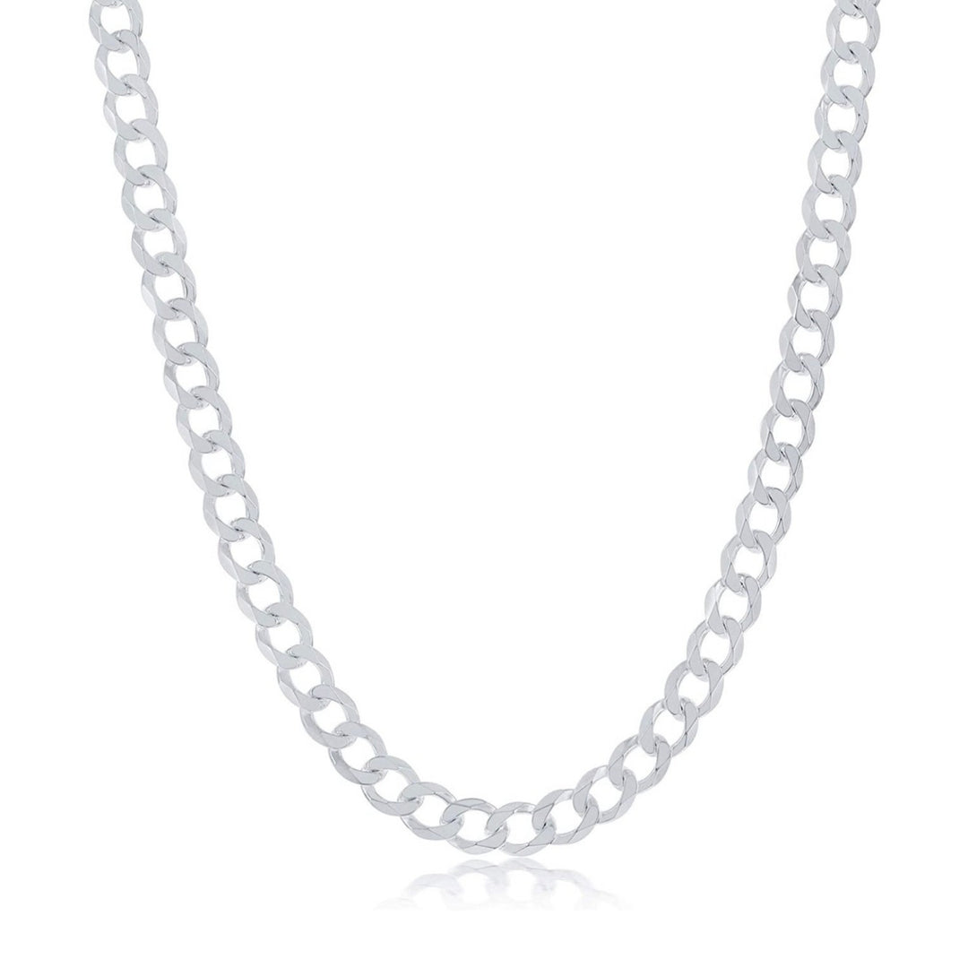 5mm Silver Filled High Polish Finsh  .925 Curb Cuban Link Chain Necklace Image 1
