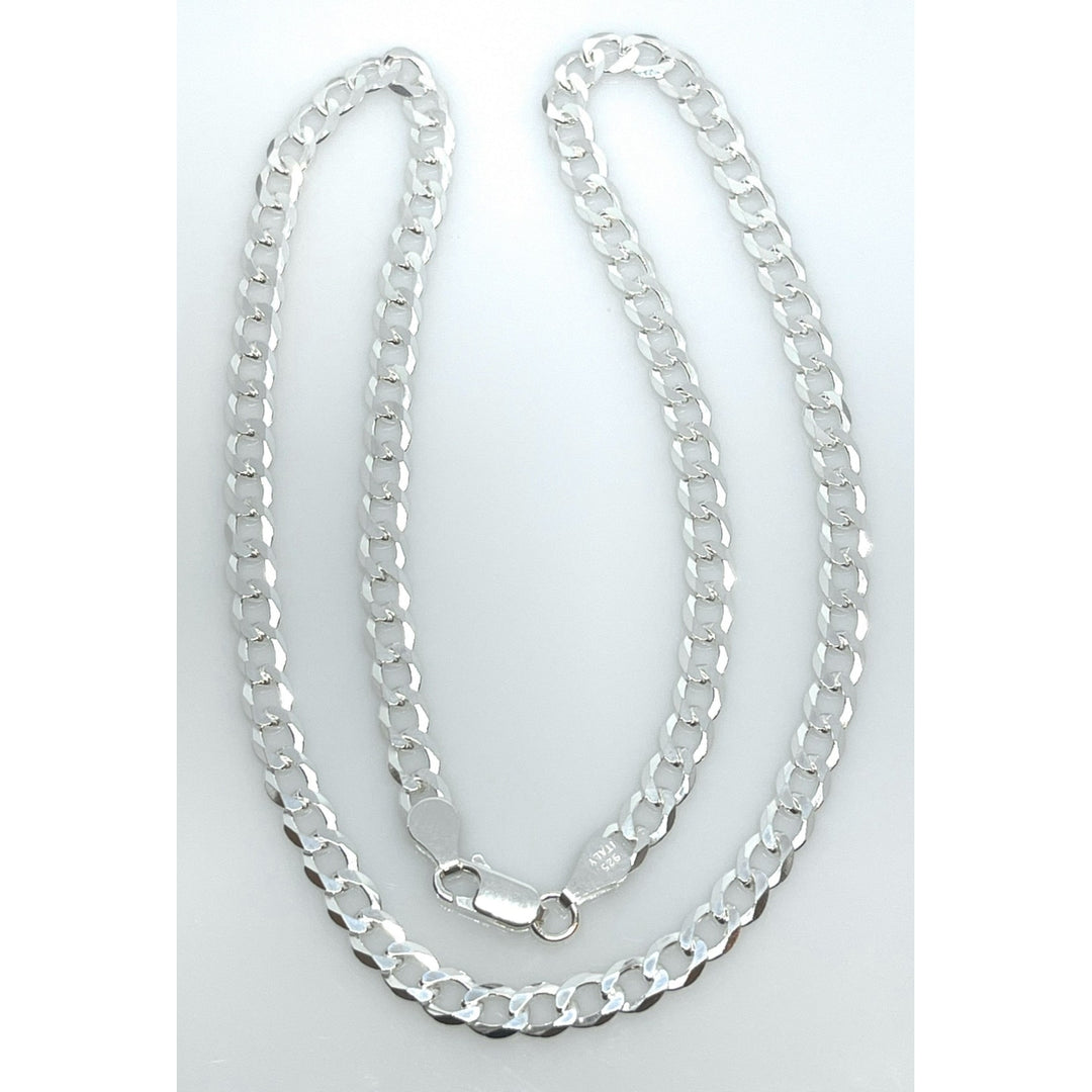 5mm Silver Filled High Polish Finsh  .925 Curb Cuban Link Chain Necklace Image 4