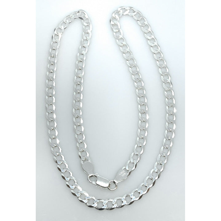 5mm Silver Filled High Polish Finsh  .925 Curb Cuban Link Chain Necklace Image 4