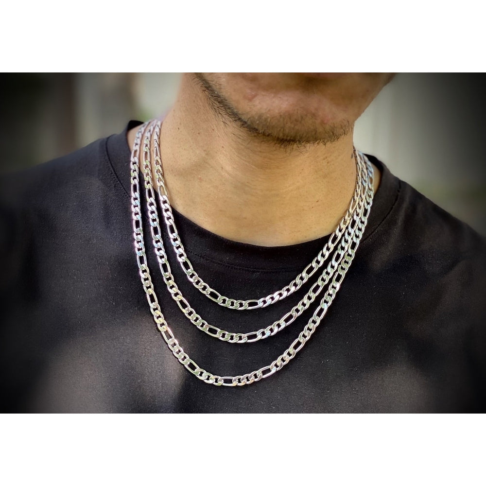 4mm Figaro Chain Necklace - Stainless Steel Necklace Men - Stainless Steel Chain Necklace - Mens Necklace Stainless Image 2