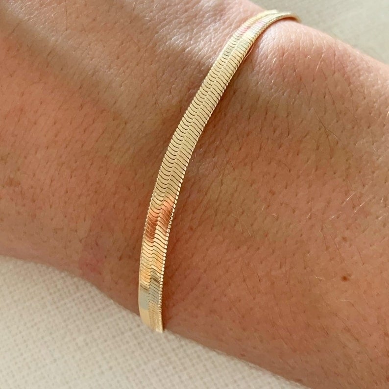 Yellow Gold Filled High Polish Finsh White Gold Filled High Polish Finsh Unisex Gold Bracelet Anklet Image 1