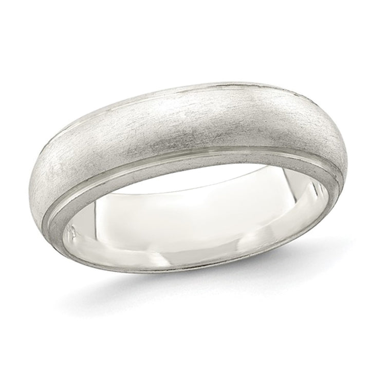 Ladies or Mens 6mm Satin Finish Wedding Band Ring in Sterling Silver Image 1