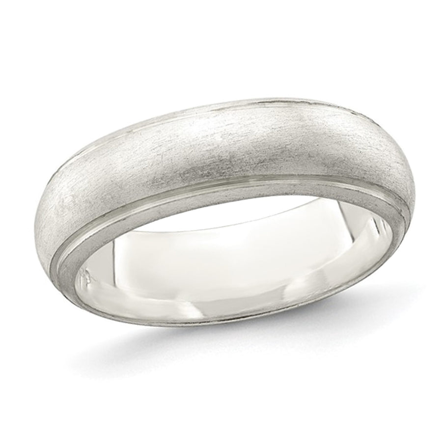 Ladies or Mens 6mm Satin Finish Wedding Band Ring in Sterling Silver Image 1