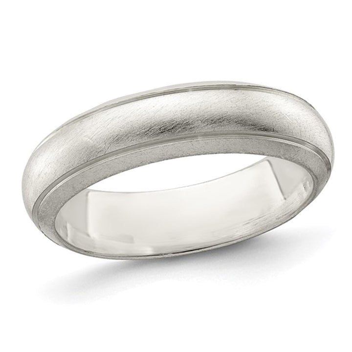 Ladies or Mens 5mm Satin Finish Wedding Band Ring in Sterling Silver Image 1